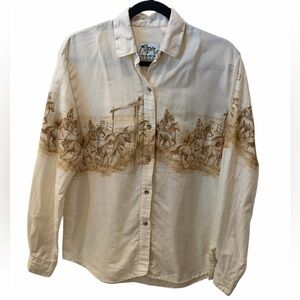 Roper Border Vintage Western Shirt Medium Cowboy Rodeo Button Up Retro